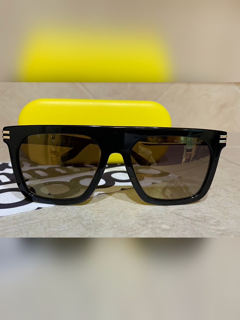Marc Jacobs Black Square Sunglasses with Gold Accent - Picture 2 of 4